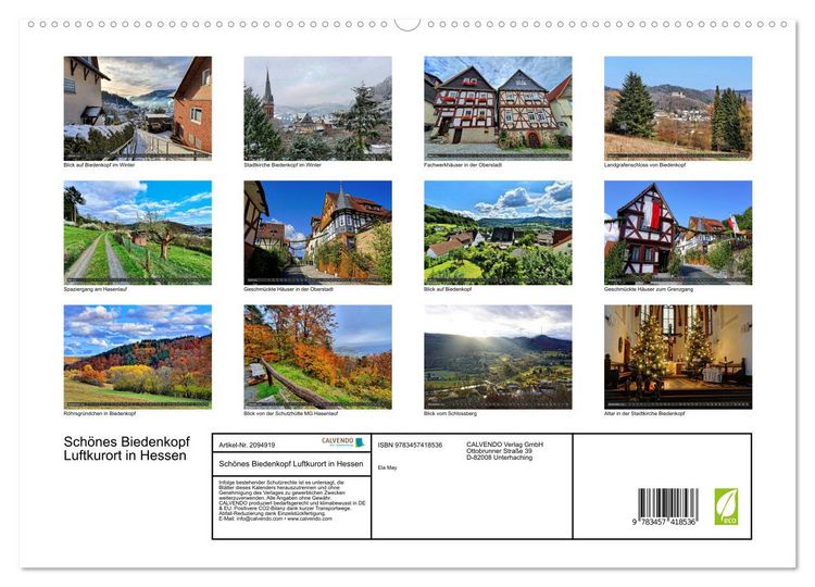 Produktbild: Sch&ouml;nes Biedenkopf Luftkurort in Hessen (hochwertiger Premium Wandkalender 2026 DIN A2 quer), Kunstdruck in Hochglanz