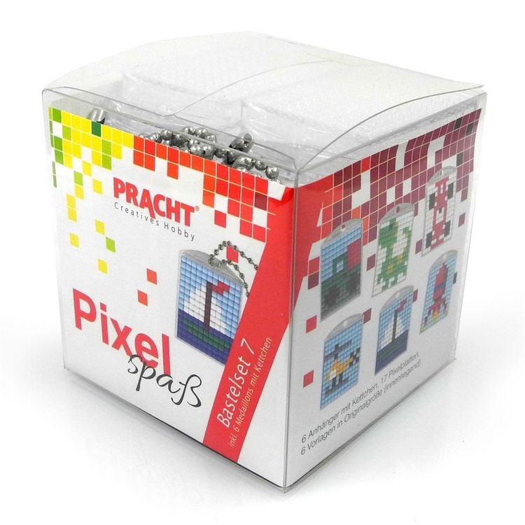Produktbild: PRACHT Pixel Bastelset Nr. 7 gro&szlig; 6 Medaillons im W&uuml;rfel