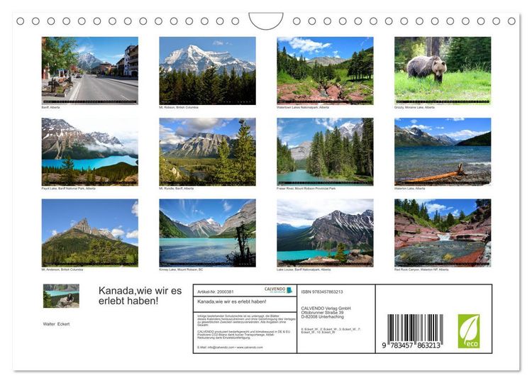 Produktbild: Kanada,wie wir es erlebt haben! (Wandkalender 2026 DIN A4 quer), CALVENDO Monatskalender