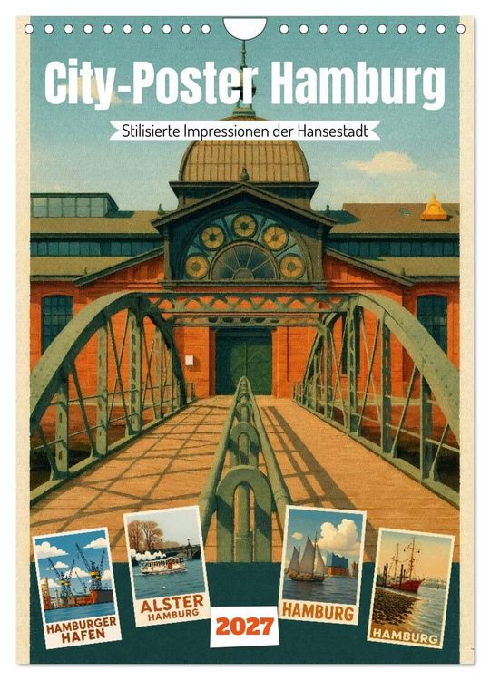 Produktbild: City Poster Hamburg - Stilisierte Impressionen der Hansestadt (Wandkalender 2027 DIN A4 hoch), CALVENDO Monatskalender