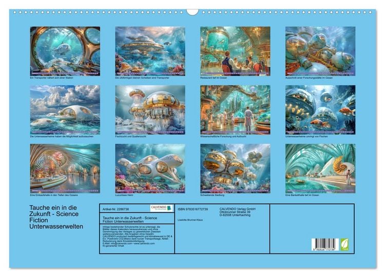 Produktbild: Tauche ein in die Zukunft - Science Fiction Unterwasserwelten (Wandkalender 2027 DIN A2 quer), CALVENDO Monatskalender