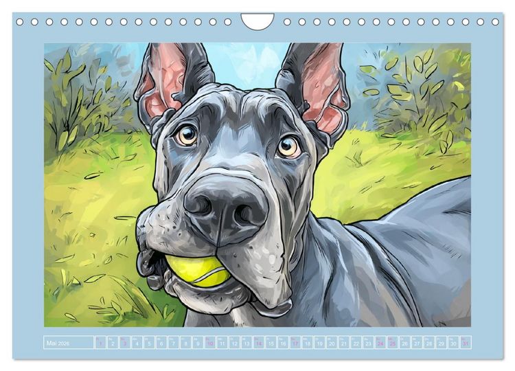 Produktbild: Die Dogge. Lustige Hunde Cartoons f&uuml;r gute Laune (Wandkalender 2026 DIN A4 quer), CALVENDO Monatskalender