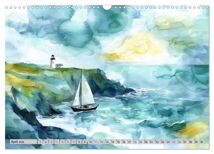 Produktbild: Segeltr&auml;ume und Leuchtturmlichter (Wandkalender 2026 DIN A3 quer), CALVENDO Monatskalender
