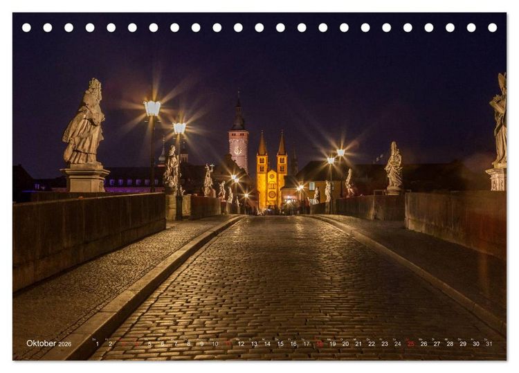 Produktbild: Unterfranken bei Nacht (Tischkalender 2026 DIN A5 quer), CALVENDO Monatskalender