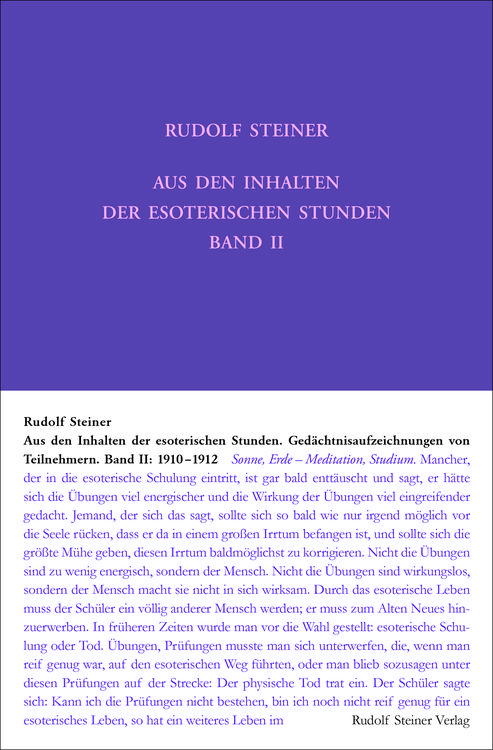 Bild vom Artikel Aus den Inhalten der esoterischen Stunden, Band II: 1910-1912 vom Autor Rudolf Steiner
