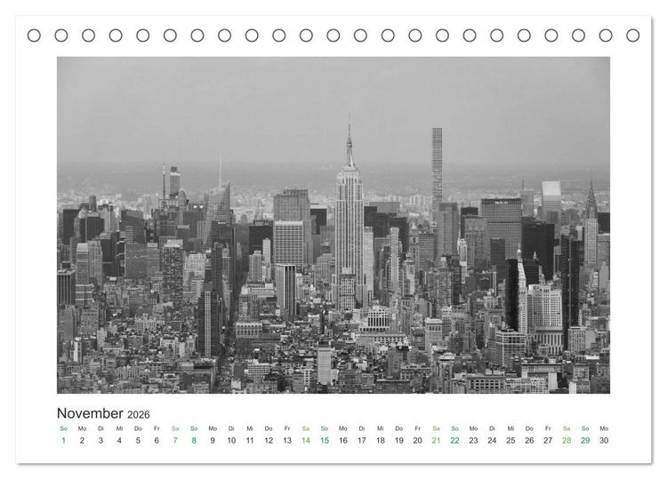 Produktbild: New York in schwarz weiss (Tischkalender 2026 DIN A5 quer), CALVENDO Monatskalender