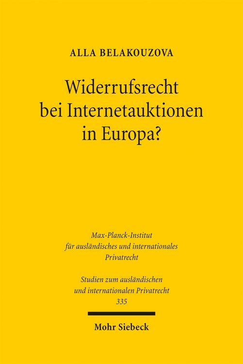 Produktbild: Widerrufsrecht bei Internetauktionen in Europa?