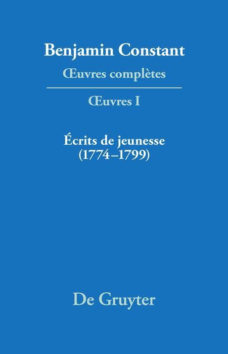 Produktbild: &Eacute;crits de jeunesse (1774-1799)