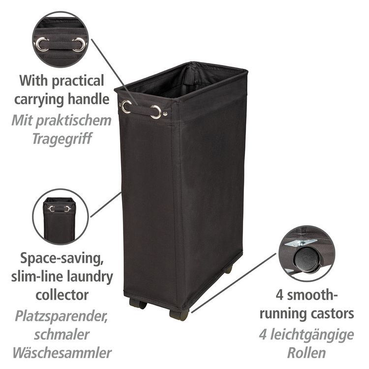 Produktbild: W&auml;schesammler Mod. Corno Schwarz, W&auml;schekorb, 43 l