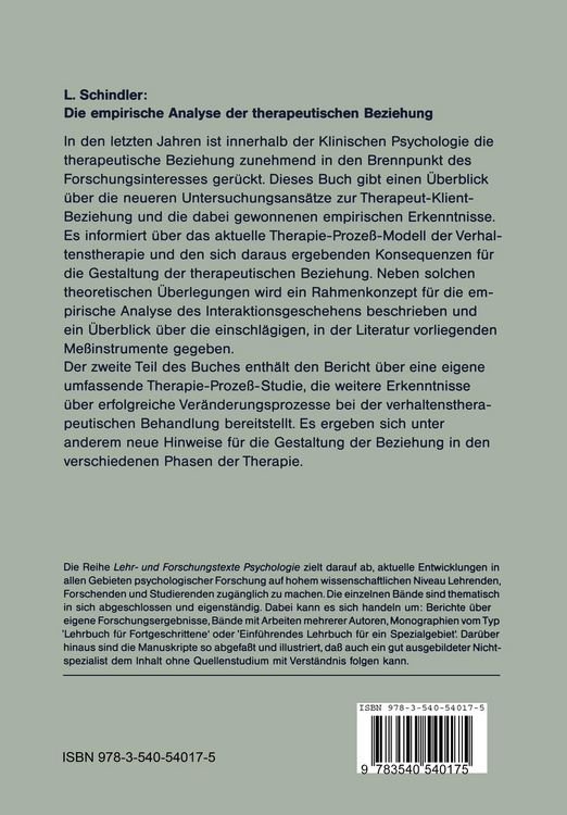 Produktbild: Die empirische Analyse der therapeutischen Beziehung
