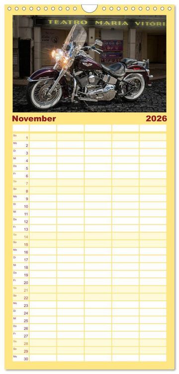 Produktbild: Familienplaner 2026 - Motorrad-Tr&auml;ume &ndash; Chopper und Custombikes mit 5 Spalten (Wandkalender, 21 x 45 cm) CALVENDO