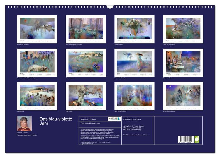 Produktbild: Das blau-violette Jahr (Wandkalender 2026 DIN A2 quer), CALVENDO Monatskalender