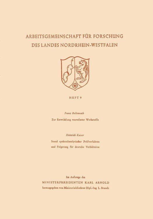 Produktbild: Zur Entwicklung warmfester Werkstoffe. Stand spektralanalytischer Pr&uuml;fverfahren und Folgerung f&uuml;r deutsche Verh&auml;ltnisse
