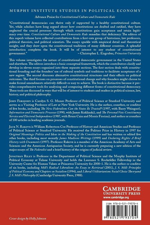Produktbild: Constitutional Culture and Democratic Rule