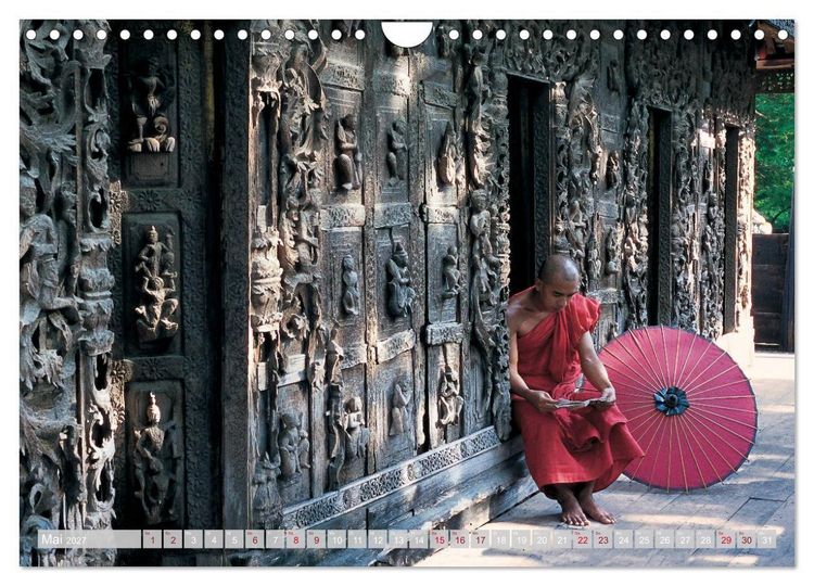 Produktbild: IM REICH DES BUDDHA - DER ROTE SCHIRM (Wandkalender 2027 DIN A4 quer), CALVENDO Monatskalender