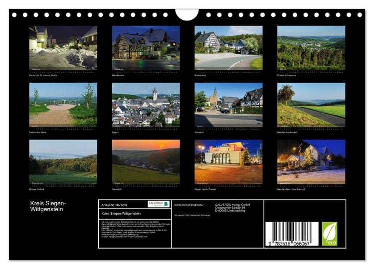 Produktbild: Kreis Siegen-Wittgenstein (Wandkalender 2026 DIN A4 quer), CALVENDO Monatskalender