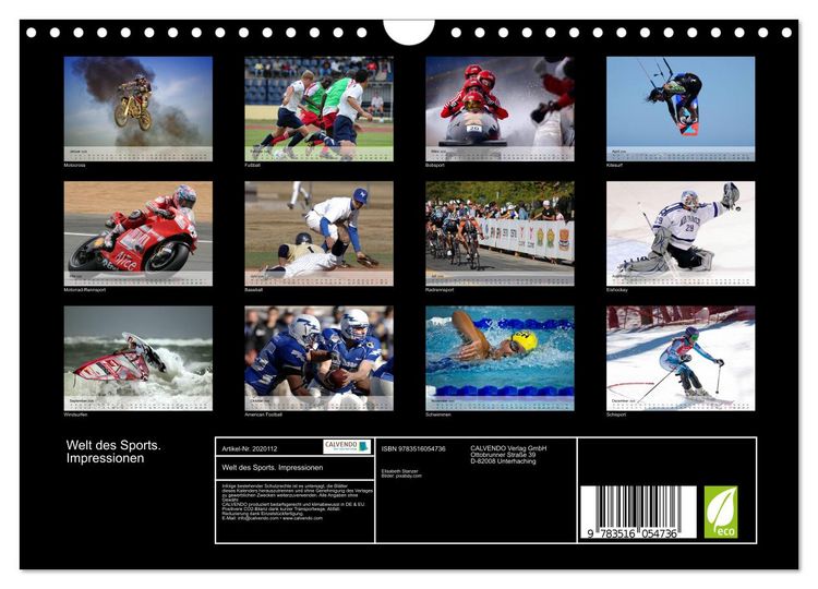 Produktbild: Welt des Sports. Impressionen (Wandkalender 2026 DIN A4 quer), CALVENDO Monatskalender