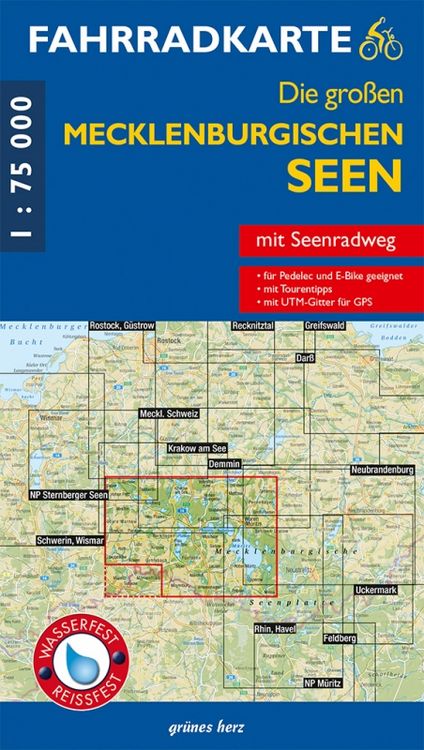 Produktbild: Fahrradkarte Die gro&szlig;en Mecklenburgischen Seen