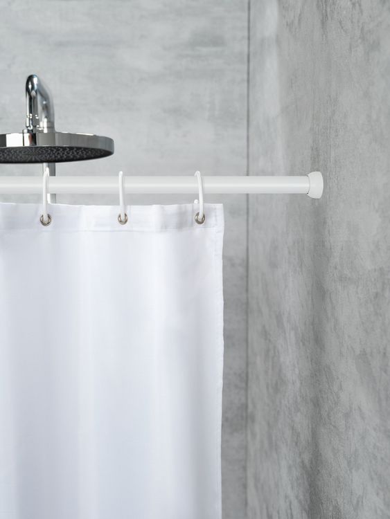 Produktbild: Teleskop-Duschstange Wei&szlig; &Oslash; 2 cm, 110 - 185 cm, aus rostfreiem Aluminium