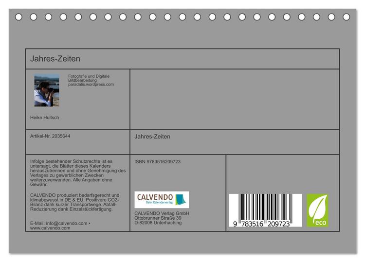 Produktbild: Jahres-Zeiten (Tischkalender 2026 DIN A5 quer), CALVENDO Monatskalender