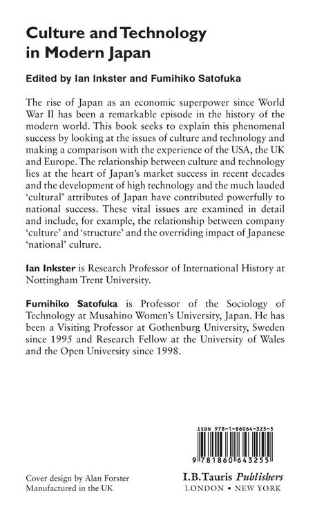 Produktbild: Culture and Technology in Modern Japan
