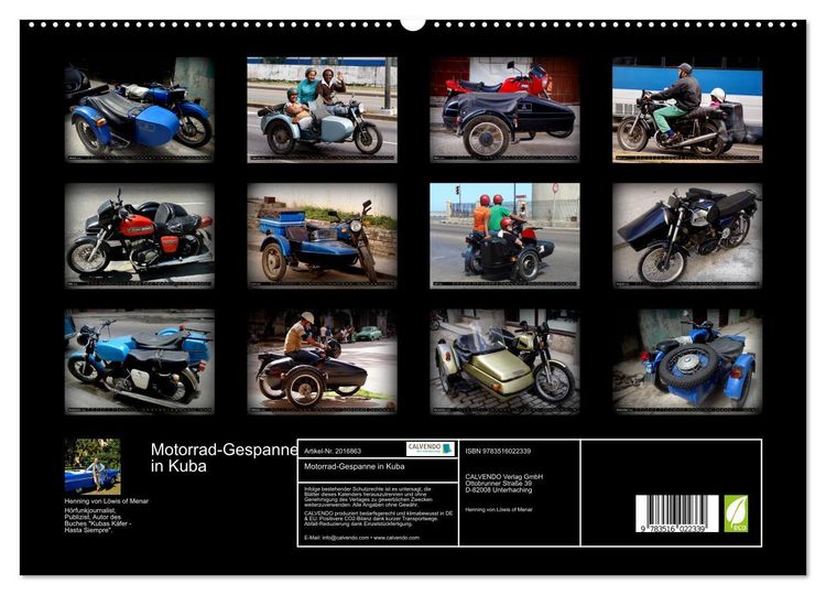 Produktbild: Motorrad-Gespanne in Kuba (hochwertiger Premium Wandkalender 2026 DIN A2 quer), Kunstdruck in Hochglanz