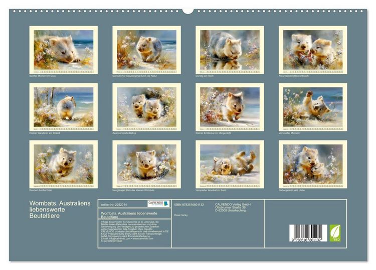 Produktbild: Wombats. Australiens liebenswerte Beuteltiere (hochwertiger Premium Wandkalender 2027 DIN A2 quer), Kunstdruck in Hochglanz