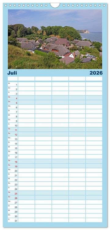Produktbild: Familienplaner 2026 - Ostseeinseln R&uuml;gen, Hiddensee, Ummanz mit 5 Spalten (Wandkalender, 21 x 45 cm) CALVENDO