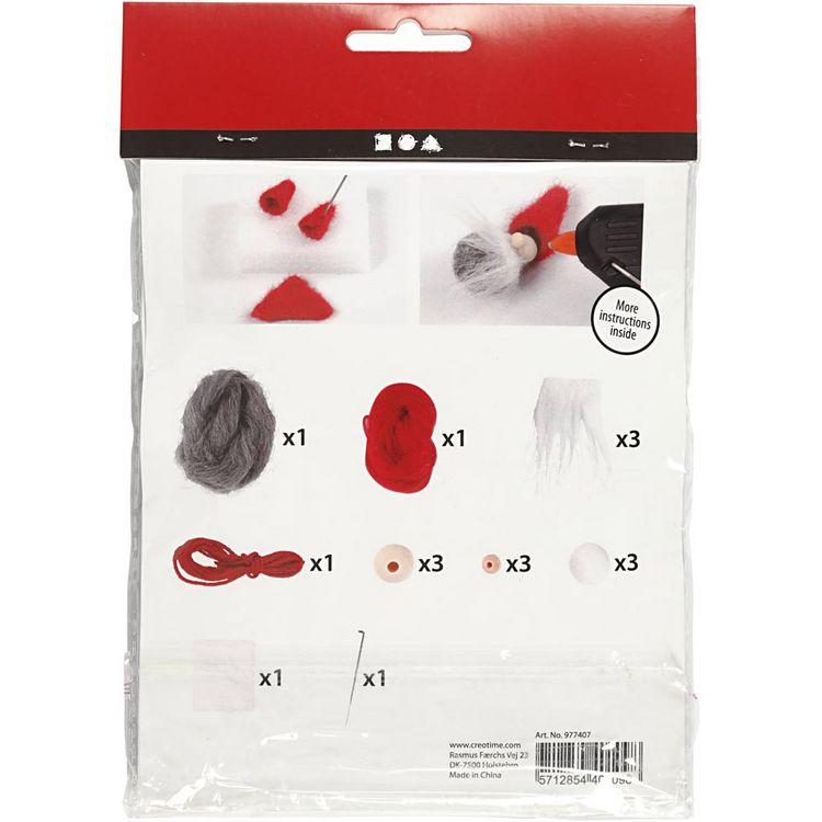 Produktbild: Creativ Company DIY Sets Nadelfilzen Mini Kreativ Set, Weihnachtswichtel an einem Seil, H 6 cm, Kreativ Box