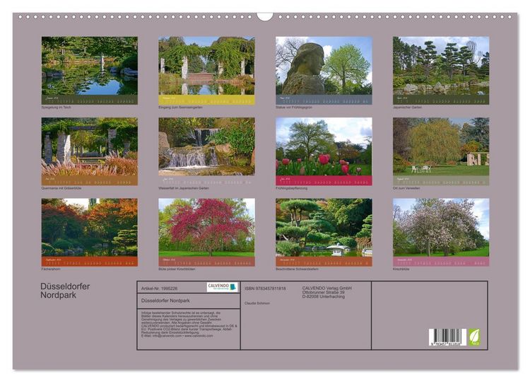 Produktbild: D&uuml;sseldorfer Nordpark (Wandkalender 2026 DIN A2 quer), CALVENDO Monatskalender