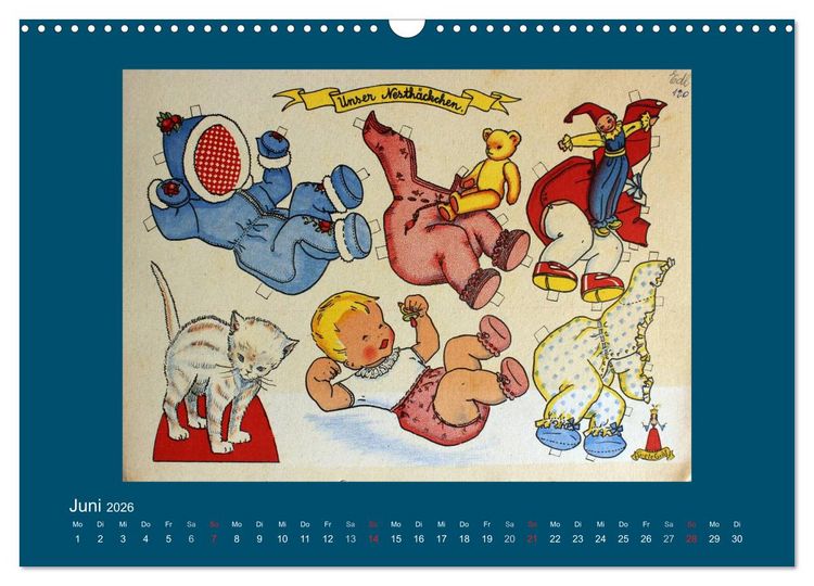Produktbild: Alte europ&auml;ische Ankleidepuppen aus Papier (Wandkalender 2026 DIN A3 quer), CALVENDO Monatskalender