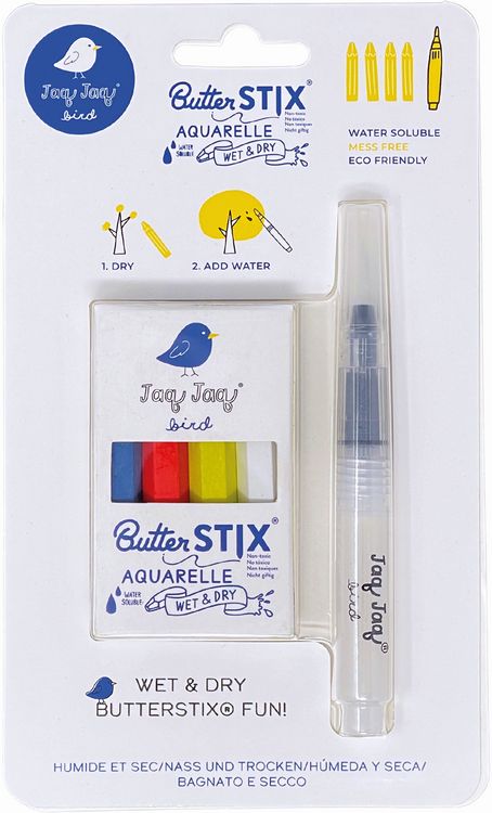Produktbild: 4 Kreide Butterstix mit Wasserstift aquarell