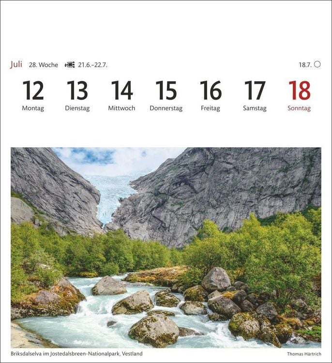 Produktbild: Norwegen Sehnsuchtskalender 2027 - Wochenkalender mit 53 Postkarten
