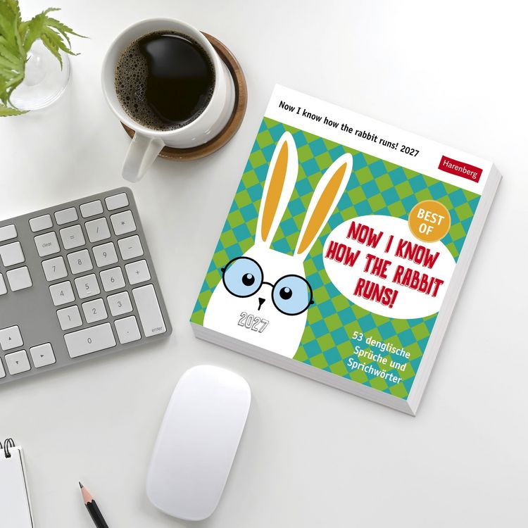 Produktbild: Now I know how the rabbit runs Postkartenkalender 2027 - 53 denglische Spr&uuml;che und Sprichw&ouml;rter