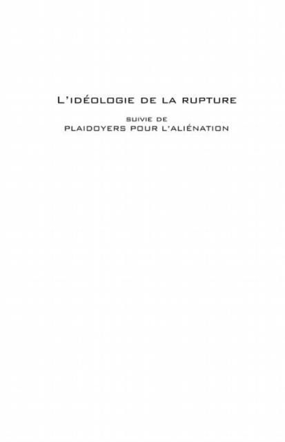 Produktbild: L'ideologie de la rupture