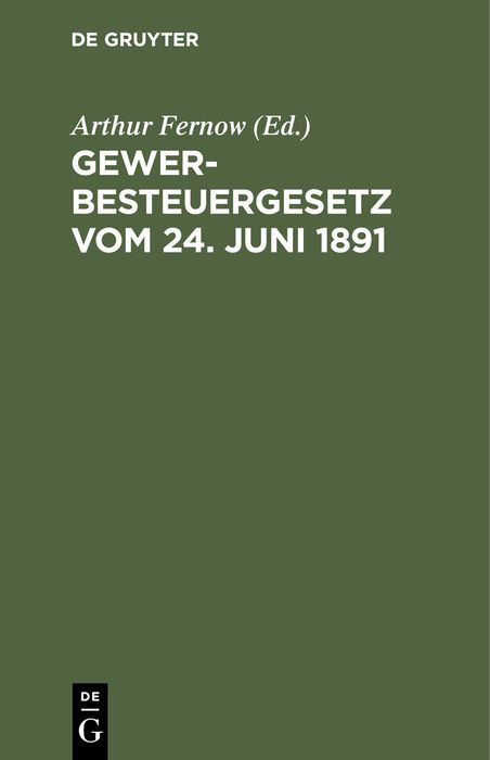 Produktbild: Gewerbesteuergesetz vom 24. Juni 1891