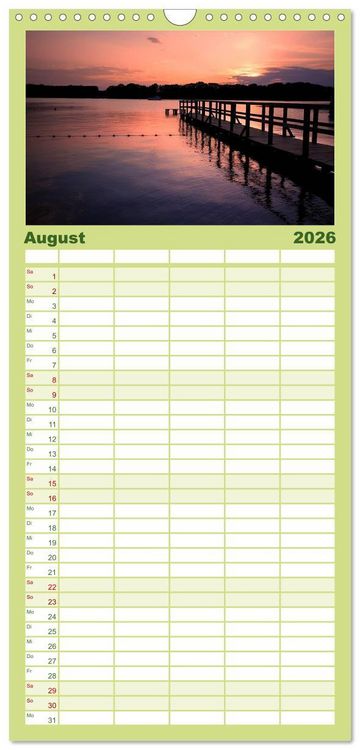 Produktbild: Familienplaner 2026 - Mecklenburgische Seenplatte - zum Tr&auml;umen sch&ouml;n mit 5 Spalten (Wandkalender, 21 x 45 cm) CALVENDO