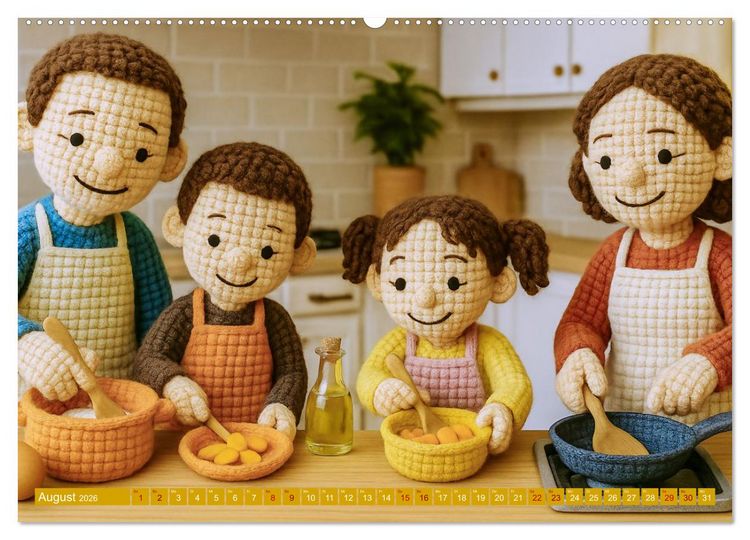 Produktbild: Amigurumi Moments. Ein fantastischer Familienalltag (hochwertiger Premium Wandkalender 2026 DIN A2 quer), Kunstdruck in Hochglanz