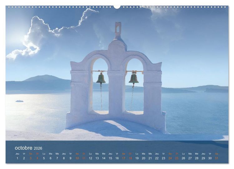 Produktbild: Santorin - La Magie des Cyclades (Calendrier mural 2026 DIN A2 vertical) calendrier de bureau
