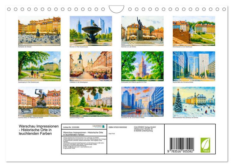 Produktbild: Warschau Impressionen - Historische Orte in leuchtenden Farben (Wandkalender 2027 DIN A4 quer), CALVENDO Monatskalender
