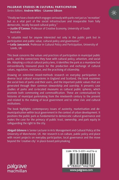 Produktbild: Culture, Participation and Policy in the Municipal Public Park