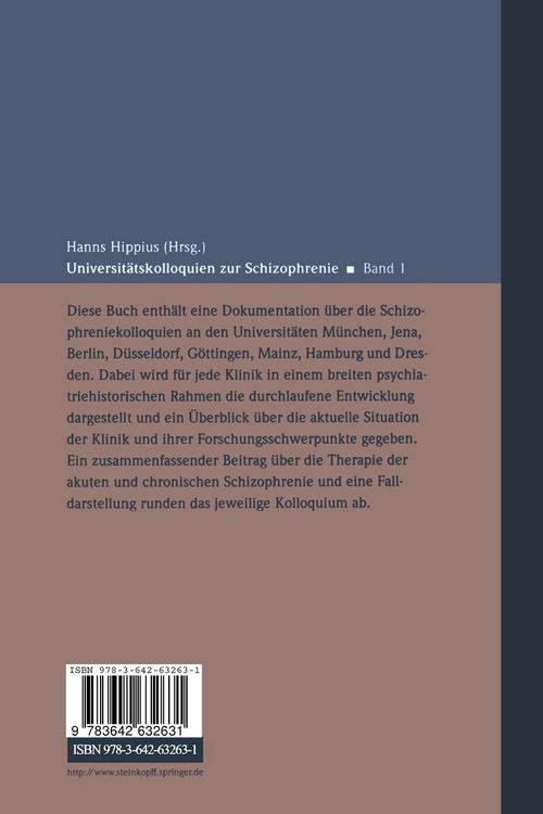 Produktbild: Universit&auml;tskolloquien zur Schizophrenie