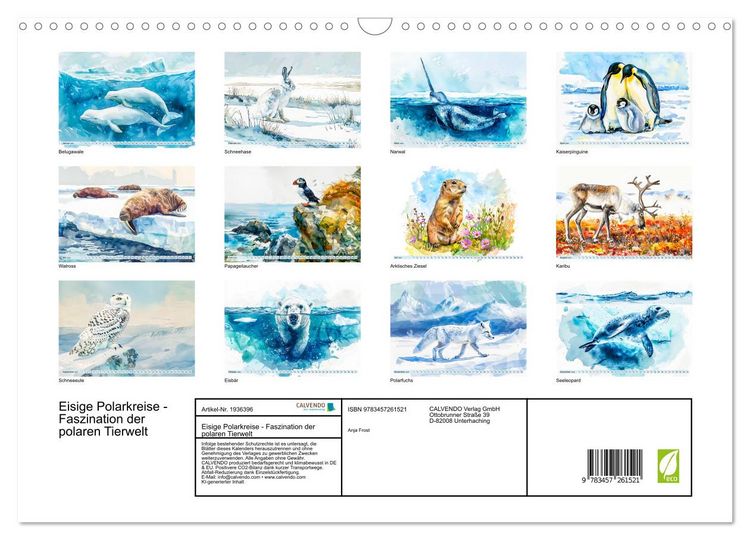 Produktbild: Eisige Polarkreise - Faszination der polaren Tierwelt (Wandkalender 2026 DIN A3 quer), CALVENDO Monatskalender