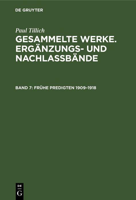 Produktbild: Fr&uuml;he Predigten 1909-1918
