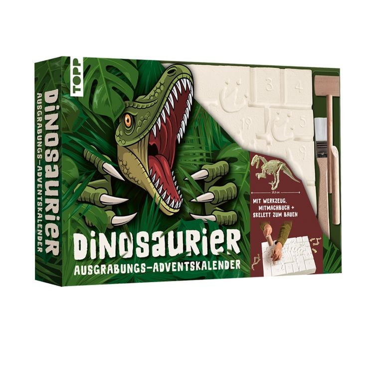 Produktbild: Dinosaurier - Der Ausgrabungs-Adventskalender. 24 coole &Uuml;berraschungen zum Ausgraben und Entdecken