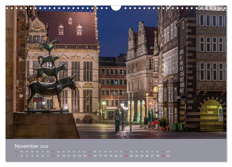 Produktbild: Nachts in Bremen (Wandkalender 2026 DIN A3 quer), CALVENDO Monatskalender