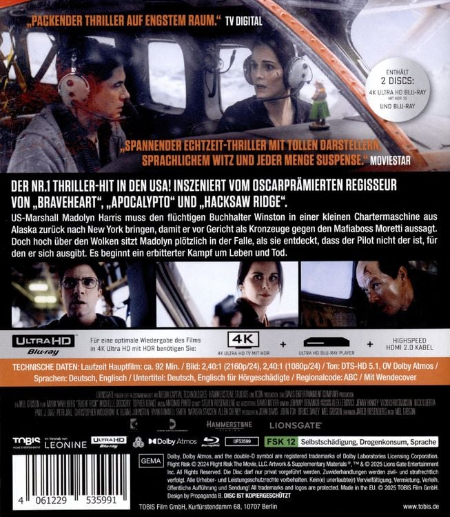 Produktbild: Flight Risk (4K Ultra HD) (+ Blu-ray)