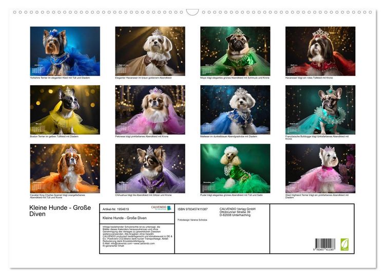 Produktbild: Kleine Hunde - Gro&szlig;e Diven (Wandkalender 2026 DIN A2 quer), CALVENDO Monatskalender