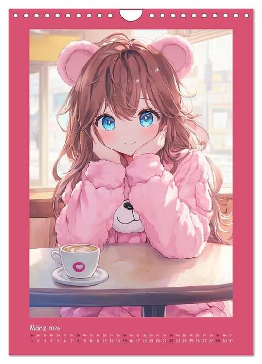 Produktbild: Zauberhafte Momente. Rosa Tr&auml;ume im Manga-Stil (Wandkalender 2026 DIN A4 hoch), CALVENDO Monatskalender