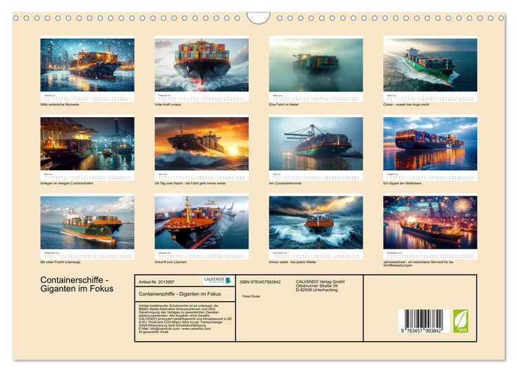 Produktbild: Containerschiffe - Giganten im Fokus (Wandkalender 2026 DIN A3 quer), CALVENDO Monatskalender
